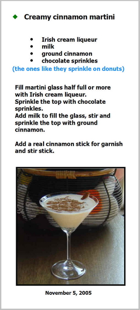 my creamy cinnamon martini recipe